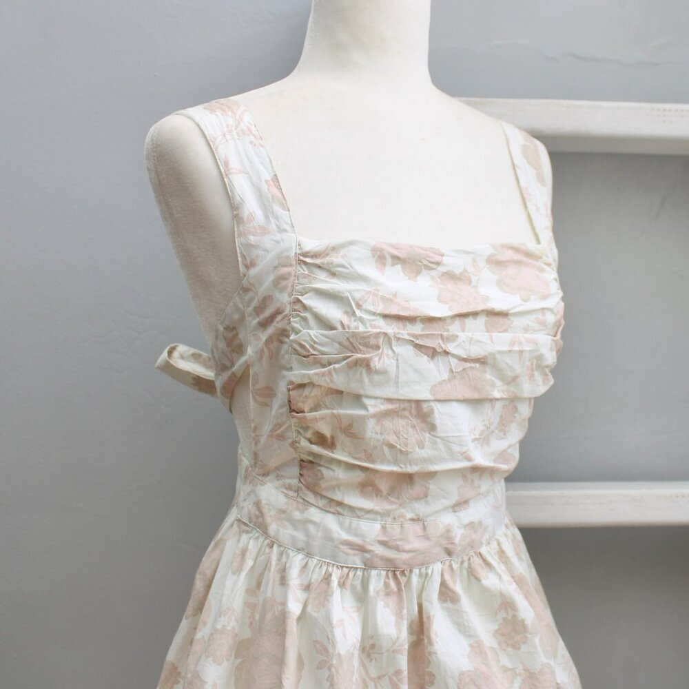 Free People White Pink Floral Meat Me In Maui Printed Mini Dress Size Small NWT - Picture 5 of 9